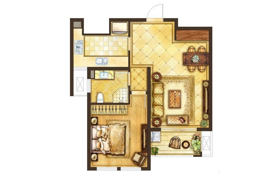 远东君悦庭1室2厅1卫户型图