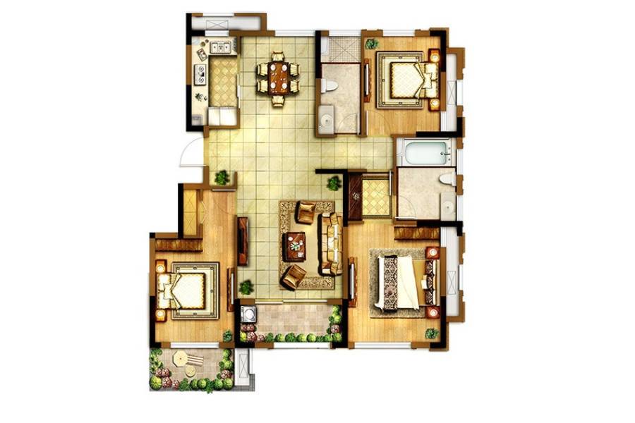 正荣璟园3室2厅2卫130㎡户型图