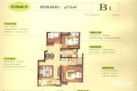 新城花屿湾3室2厅1卫75㎡户型图