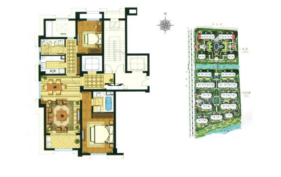 绿城玉兰花园御园2室2厅2卫131㎡户型图