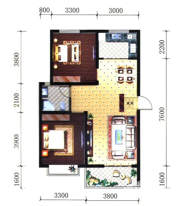 五洲国际官邸普通住宅96.5㎡户型图