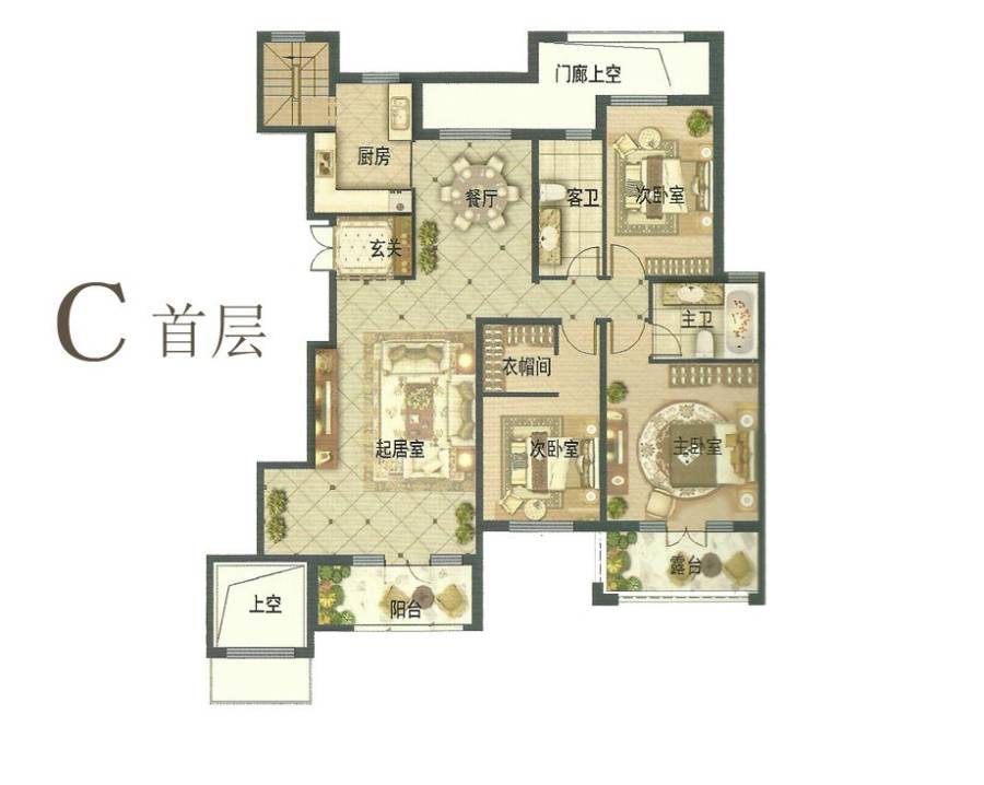 滨湖国际3室2厅2卫户型图