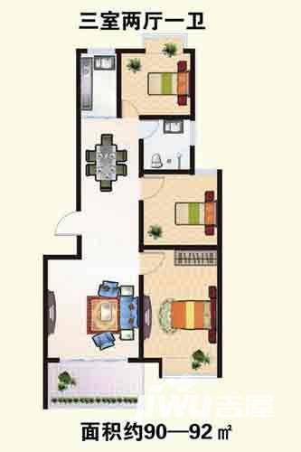 裕升国际花园普通住宅91㎡户型图