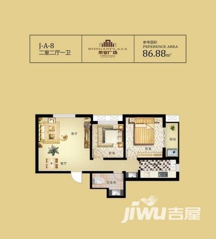 荣安广场普通住宅86.9㎡户型图