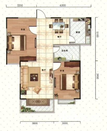 中盛·幸福新村普通住宅94㎡户型图