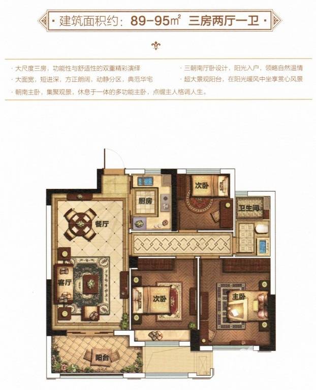 德信泊林公馆普通住宅95㎡户型图