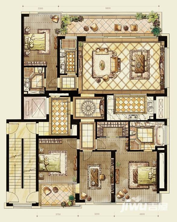 时代滨江普通住宅185㎡户型图