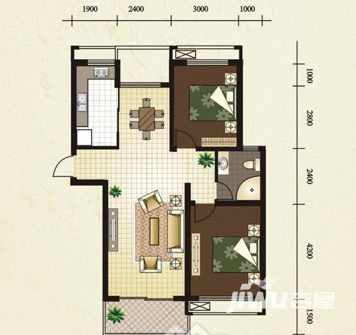 凤栖桃苑普通住宅90㎡户型图