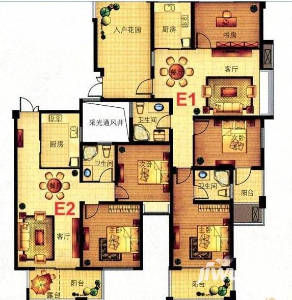 御翠花苑3室2厅2卫122㎡户型图