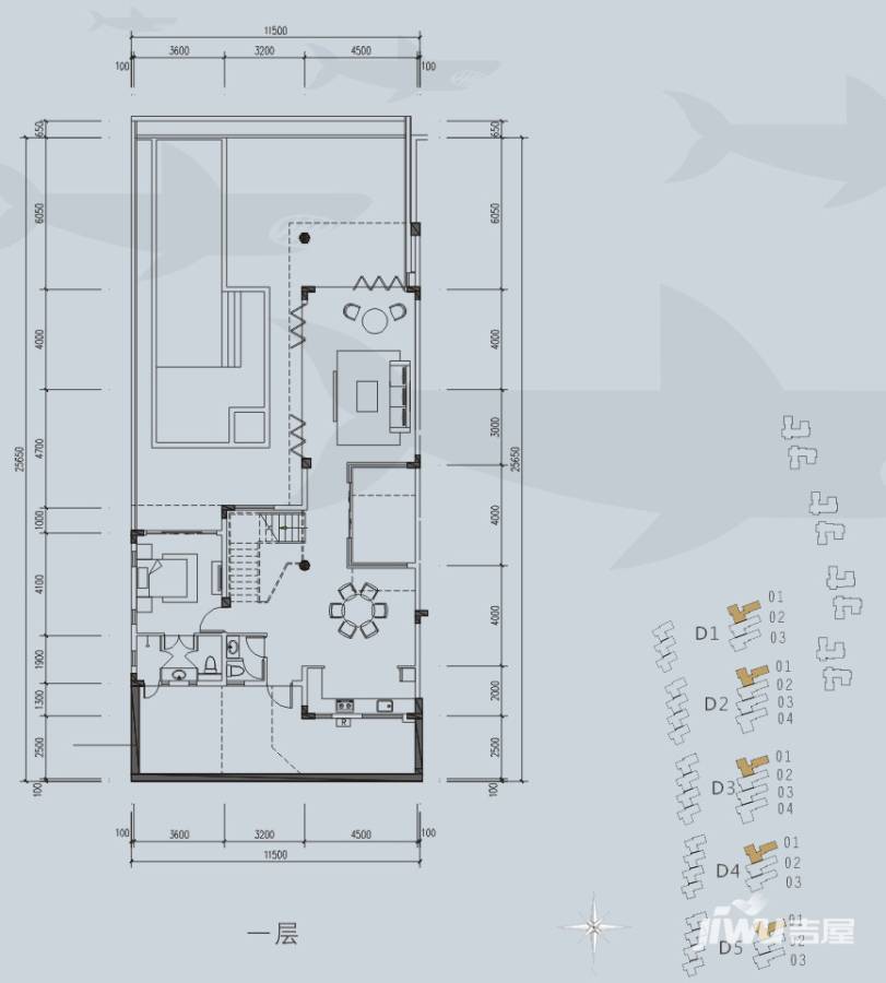 中航元屿海3室3厅4卫235㎡户型图