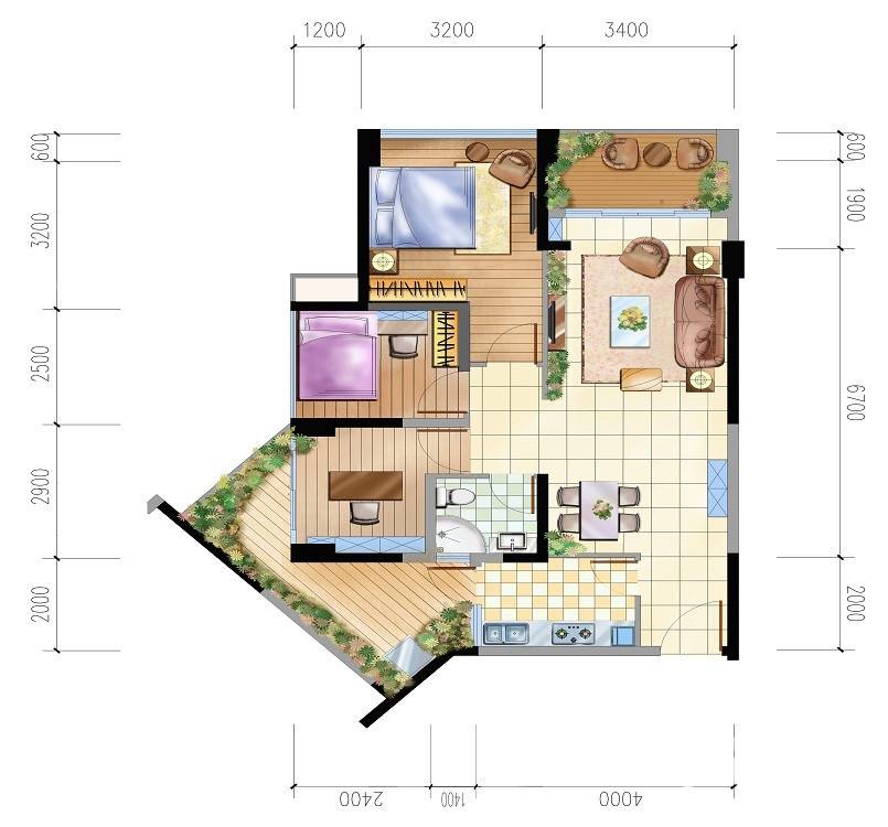 万象新天普通住宅66.2㎡户型图