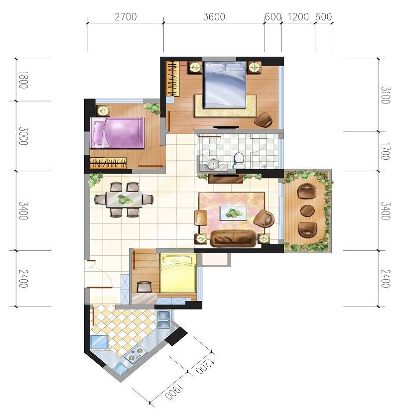 万象新天普通住宅64.1㎡户型图