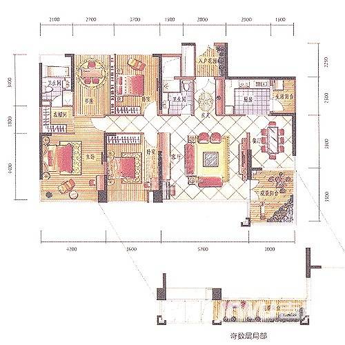 新世界四季山水4室2厅2卫150㎡户型图