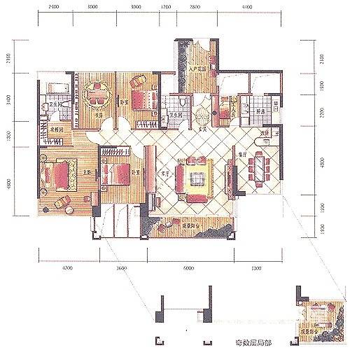 新世界四季山水4室2厅2卫140㎡户型图