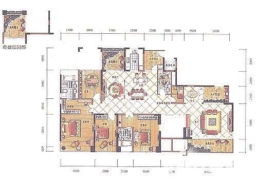 新世界四季山水4室2厅2卫150㎡户型图