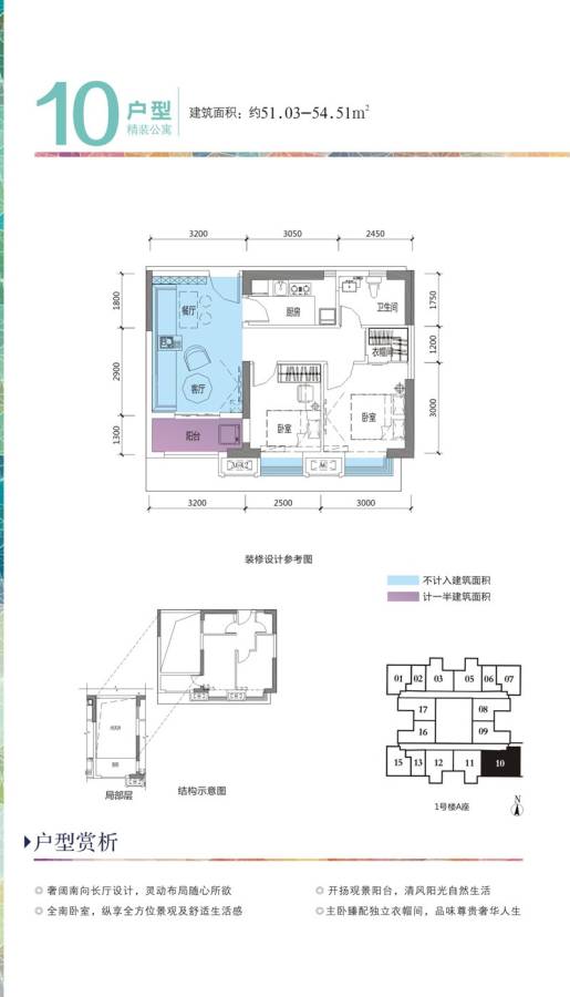 华盛·观荟普通住宅54㎡户型图