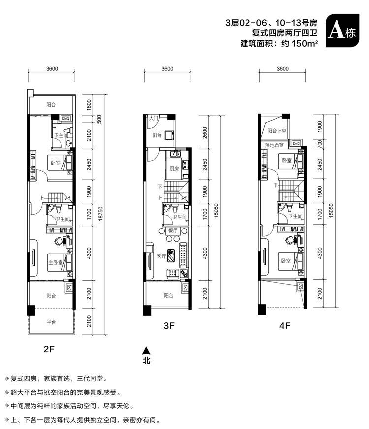 彩天怡色4室2厅4卫150㎡户型图