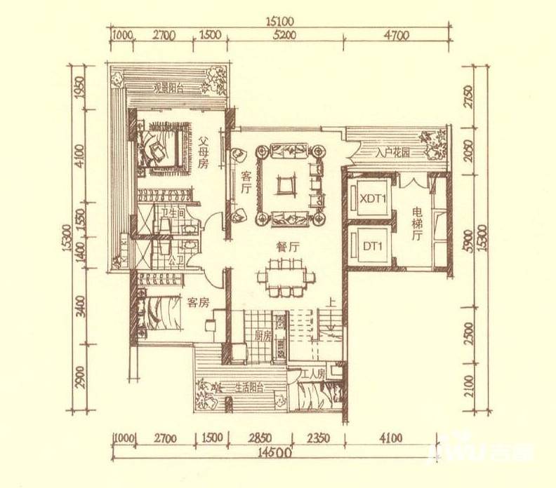 阳基天御山普通住宅186㎡户型图