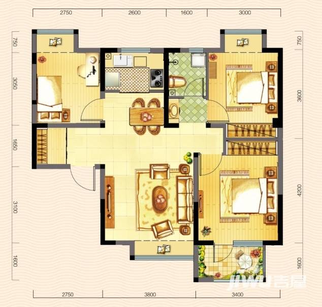 荣盛锦绣外滩普通住宅99㎡户型图