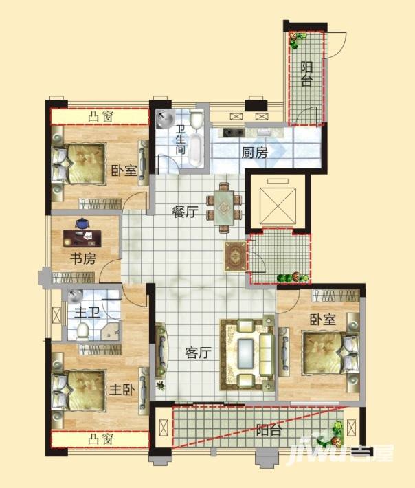 信华城市华庭普通住宅147.3㎡户型图