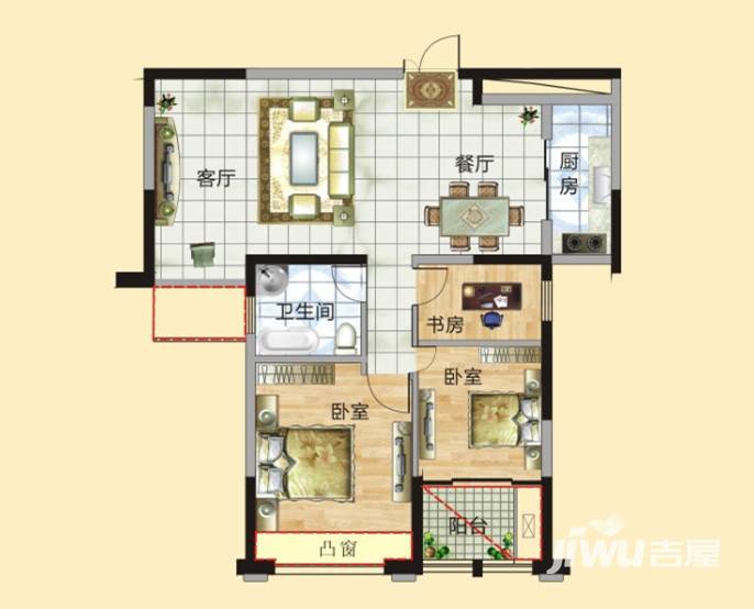 信华城市华庭普通住宅100.6㎡户型图