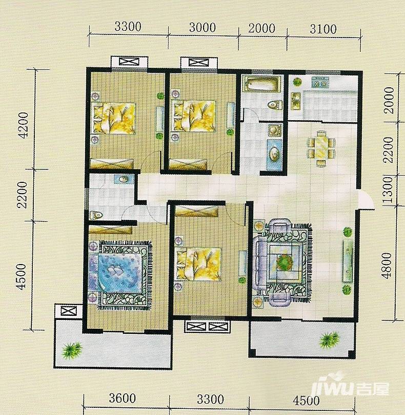 柴玺欣园4室2厅2卫142㎡户型图