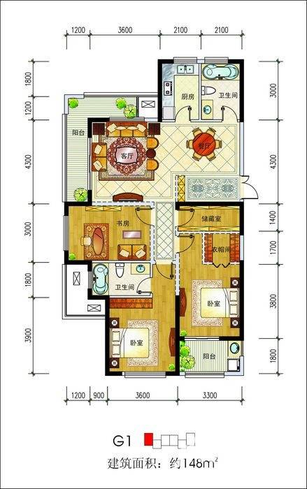 新湖庐山国际普通住宅148㎡户型图