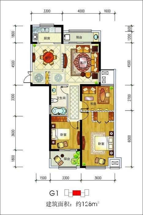 新湖庐山国际普通住宅128㎡户型图