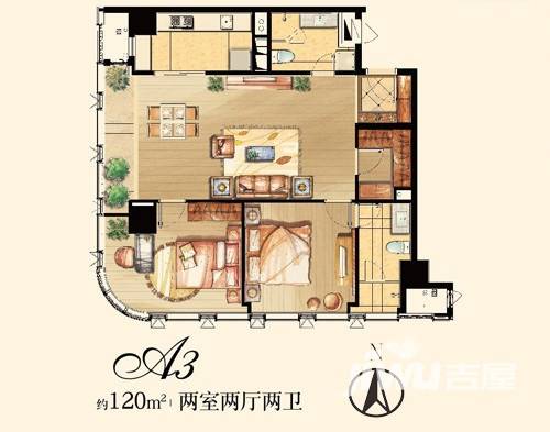 星湖公馆普通住宅88㎡户型图