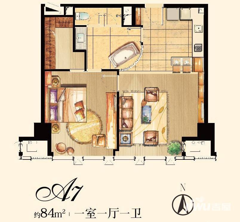 星湖公馆普通住宅84㎡户型图