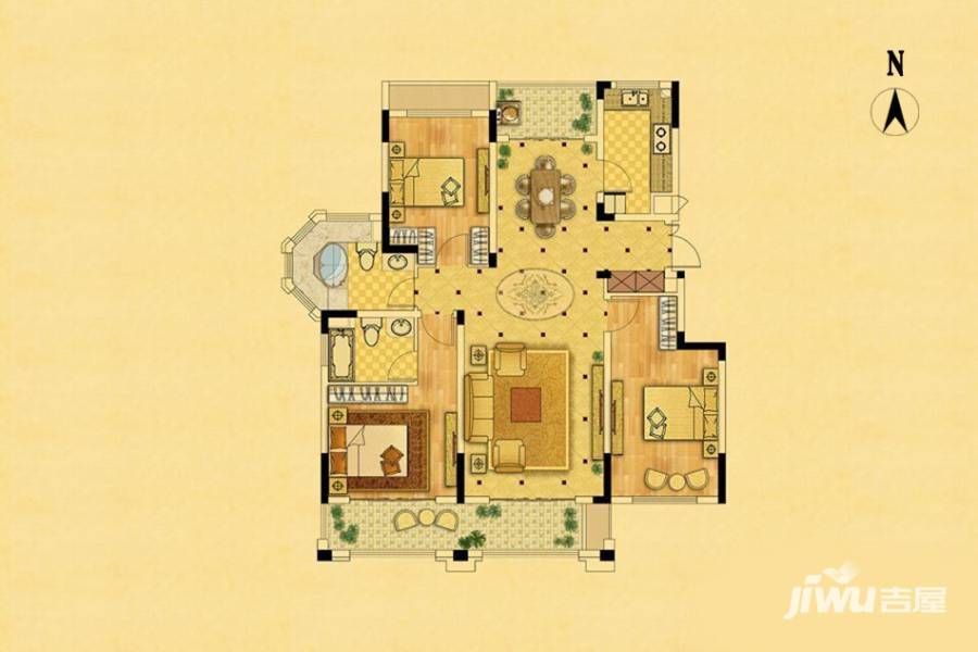 中南锦苑3室2厅2卫130㎡户型图