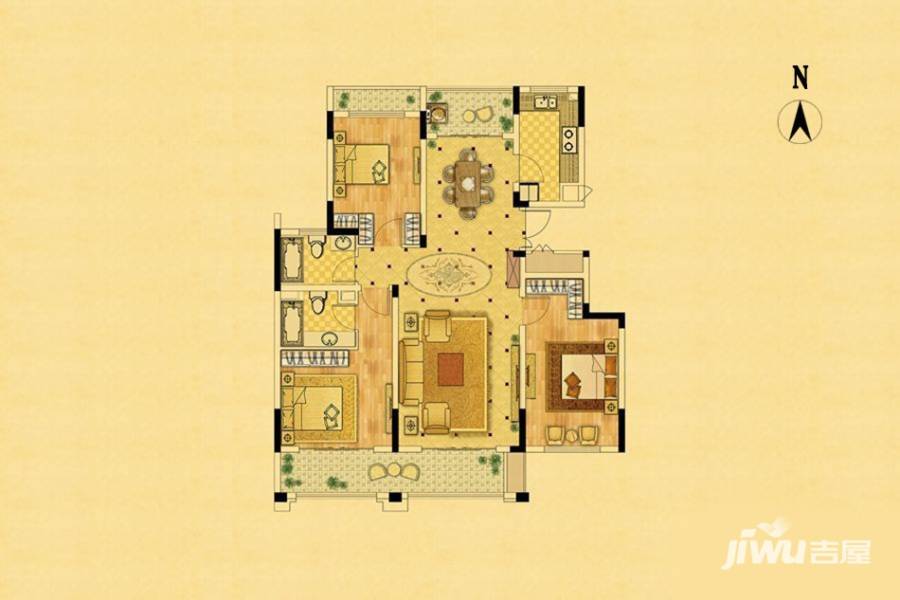 中南锦苑3室2厅2卫125㎡户型图