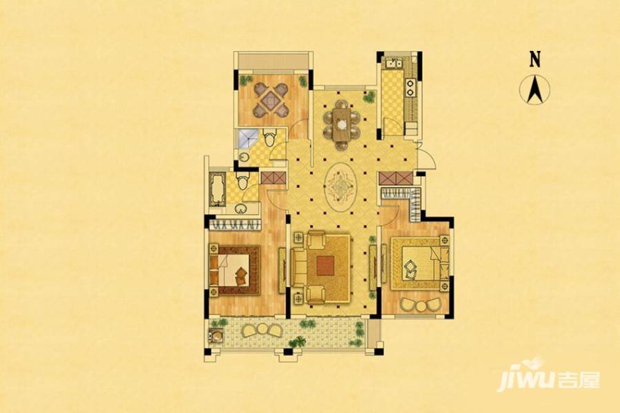 中南锦苑3室2厅2卫121㎡户型图