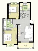 北苑馨居2室2厅1卫88.3㎡户型图