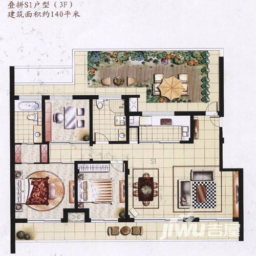 万科中粮本岸三期见滨园普通住宅140㎡户型图