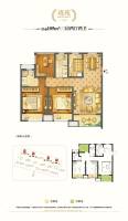 中海双湾锦园3室2厅2卫105㎡户型图