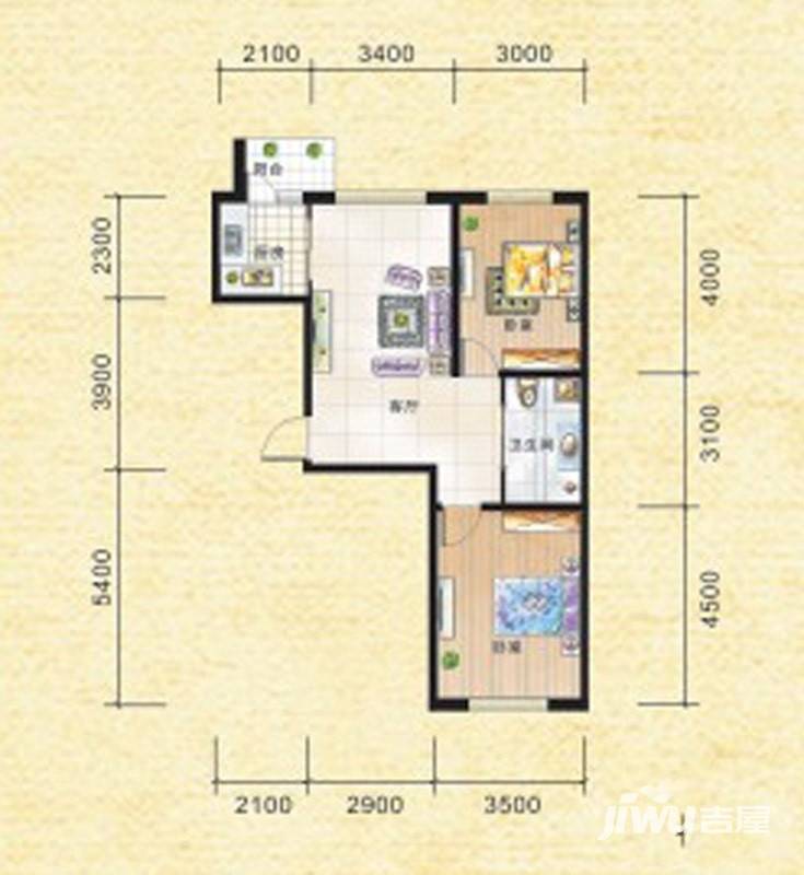 九新雾凇水岸普通住宅80.2㎡户型图