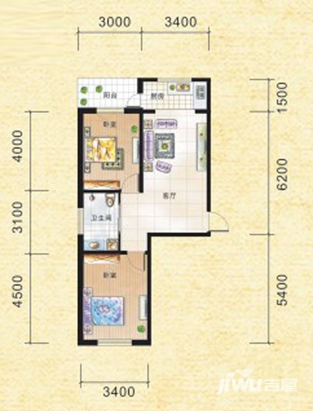 九新雾凇水岸普通住宅82.8㎡户型图