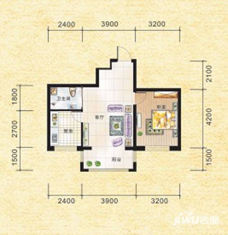 九新雾凇水岸普通住宅59.4㎡户型图