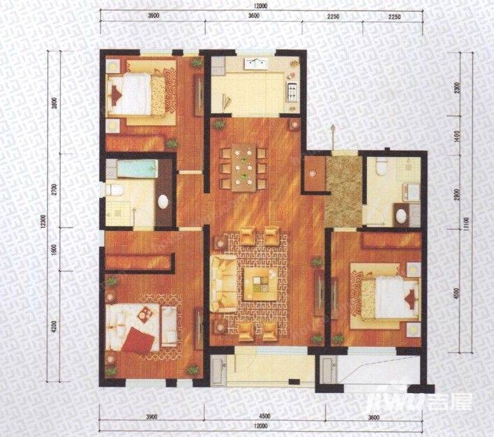 万科城3室2厅2卫165㎡户型图