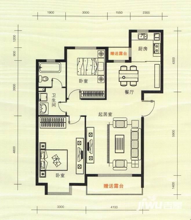 红大领域普通住宅91㎡户型图