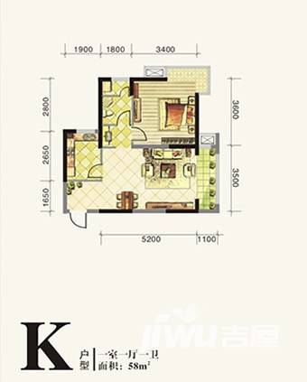 旭光光明城普通住宅58㎡户型图