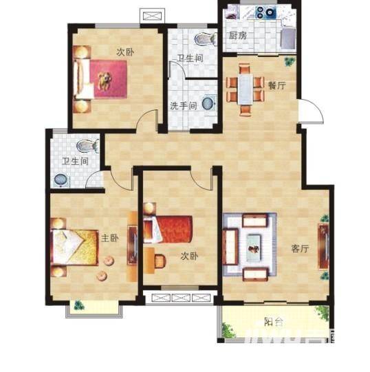 馨怡佳苑3室2厅2卫143.8㎡户型图