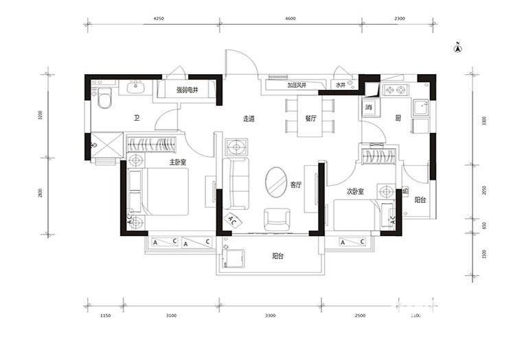 恒大江湾普通住宅81.1㎡户型图