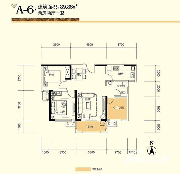 广泰锦苑普通住宅89.9㎡户型图