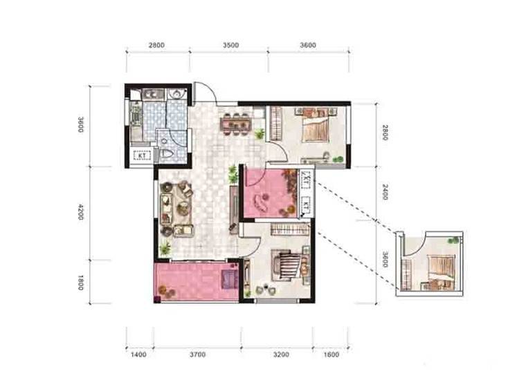 洋湖时代广场普通住宅84㎡户型图