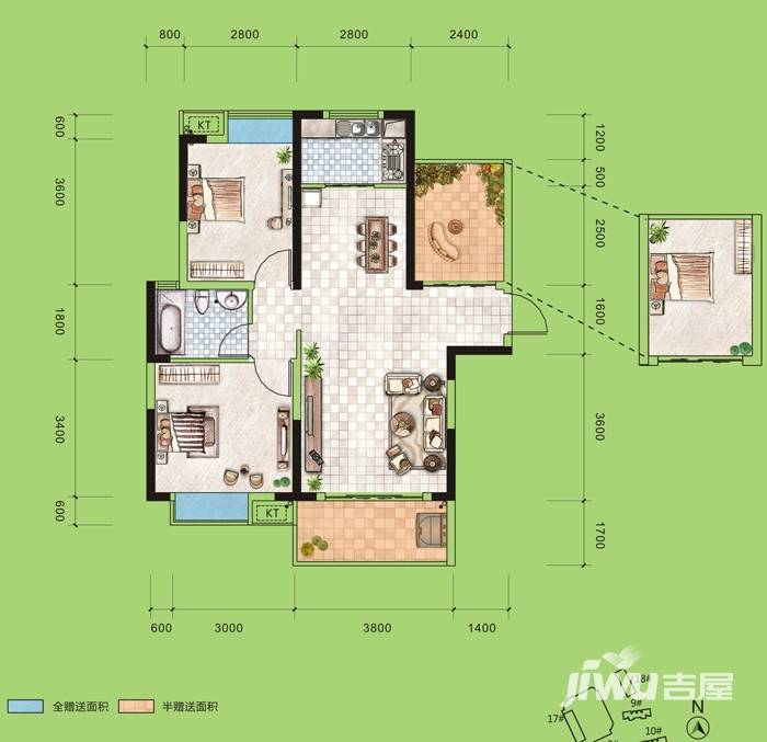 洋湖时代广场普通住宅92㎡户型图