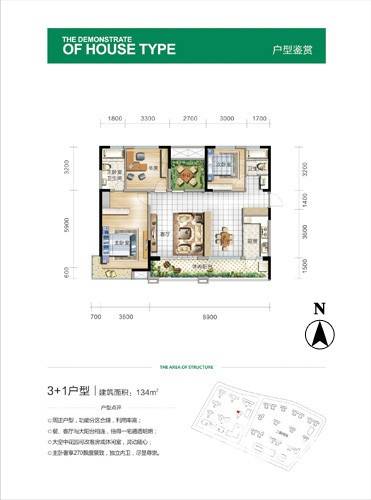 潇湘奥林匹克花园普通住宅134㎡户型图