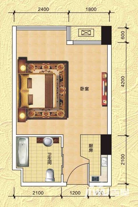 潮宗御苑1室1厅1卫41.3㎡户型图