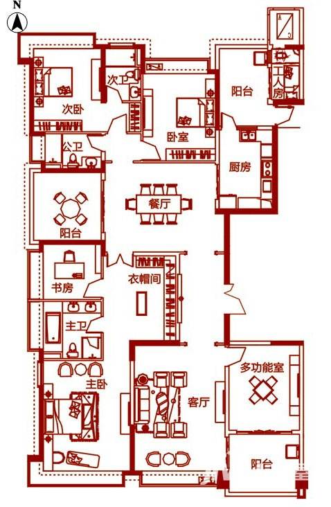 浏阳恒大华府5室2厅3卫293㎡户型图